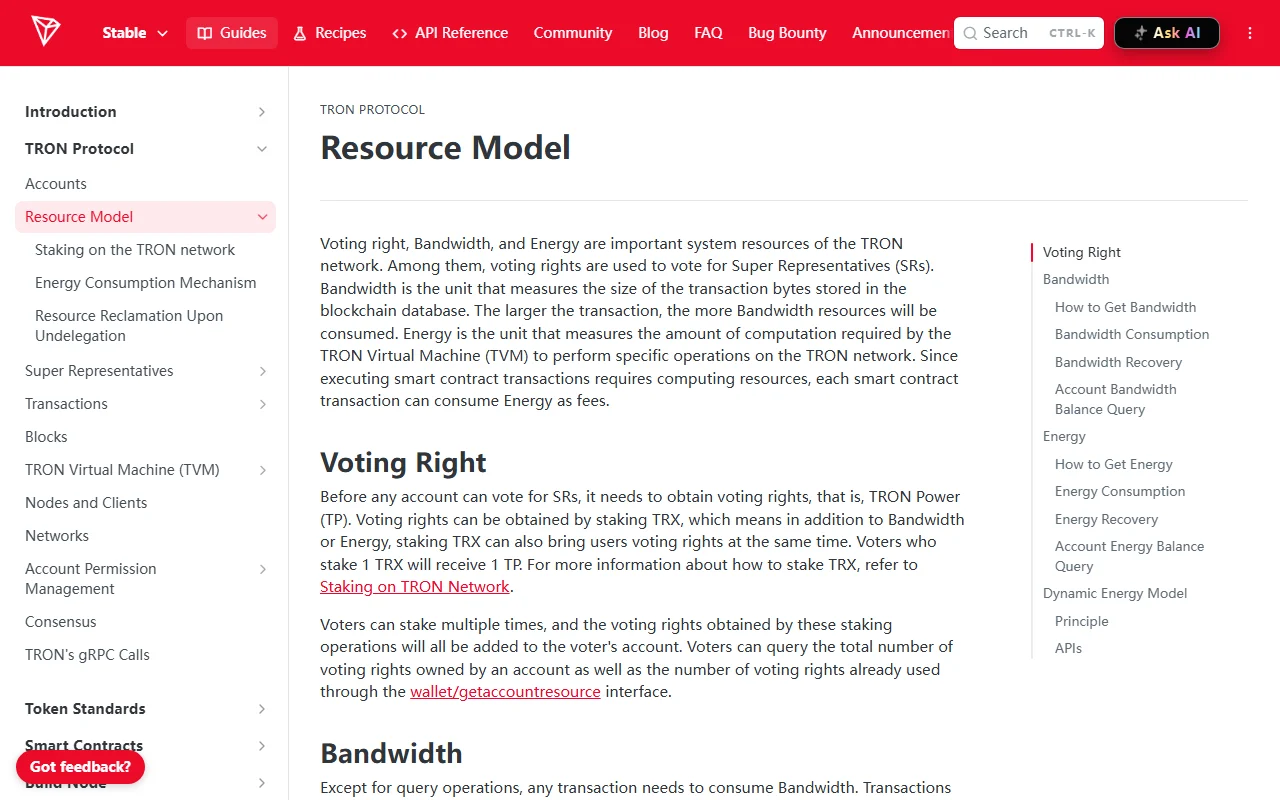 TRON Resource Model ഔദ്യോഗിക രേഖ